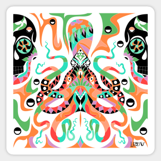 the squid kraken in skeleton pattern arts Sticker